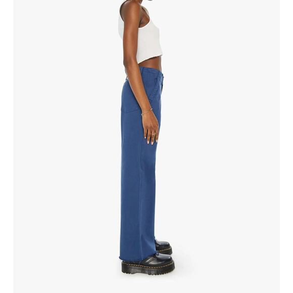 MOTHER Major Zip Sneak Fray Jeans Insignia Blue Wide Leg Denim Size 31 NWT - Picture 3 of 15